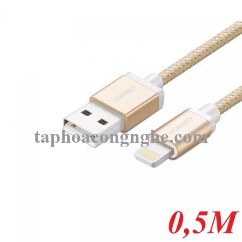 Ugreen 40695 0.5M màu Vàng Cáp Lightning sạc + truyền dữ liệu cho iPhone US199 30040695